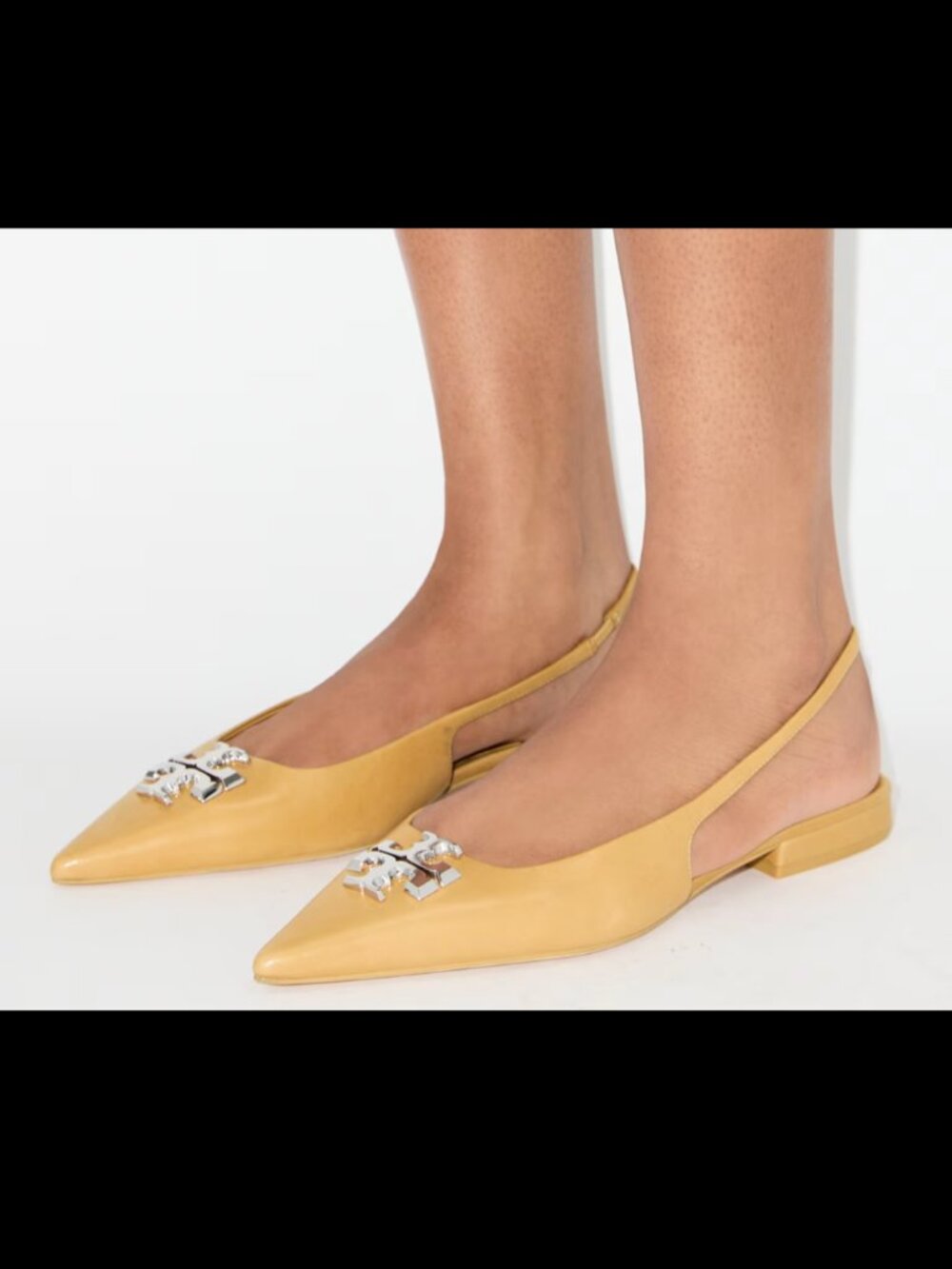 NIB Tory Burch ELEANOR SLINGBACK FLAT Size 7.5 Honeycomb Tan - Picture 6 of 12